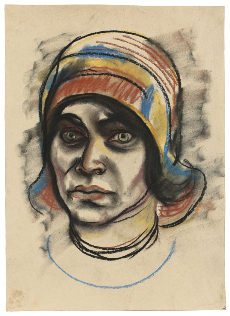 Auf diesem Bild ist das folgende Kunstwerk zu sehen: Elfriede Lohse-Wächtler. Selbstbildnis mit Hut.