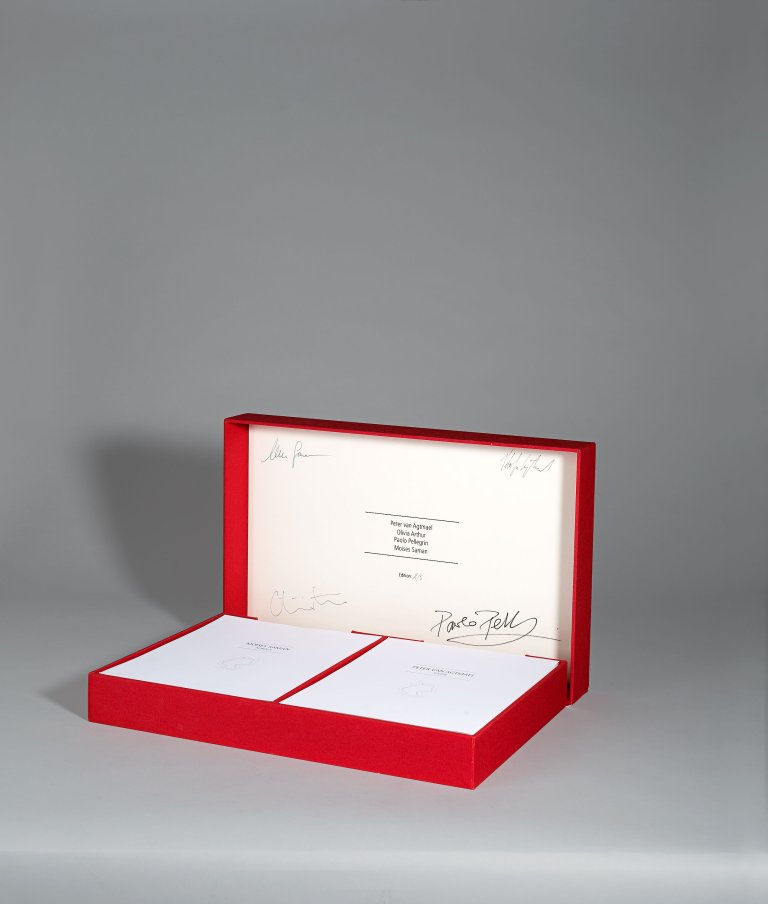 Auf diesem Bild ist das folgende Kunstwerk zu sehen:  Mappenwerk. „Deutschlandreise“. Photographien von Peter van Agtmael, Olivia Arthur, Paolo Pellegrin und Moises Saman. 2013.