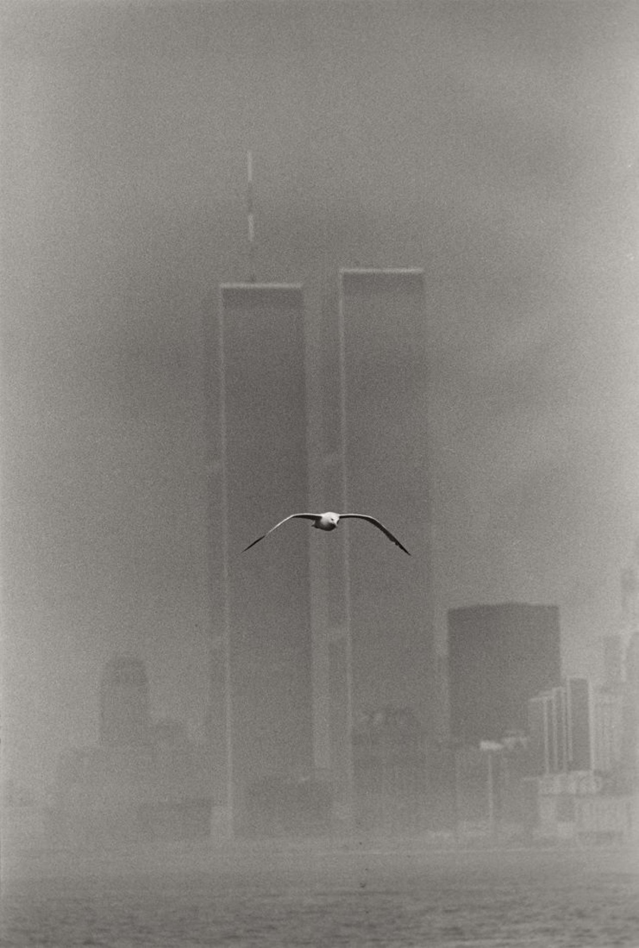 Auf diesem Bild ist das folgende Kunstwerk zu sehen: Louis Stettner. „Lower Manhattan“ (Twin Towers). 1979.