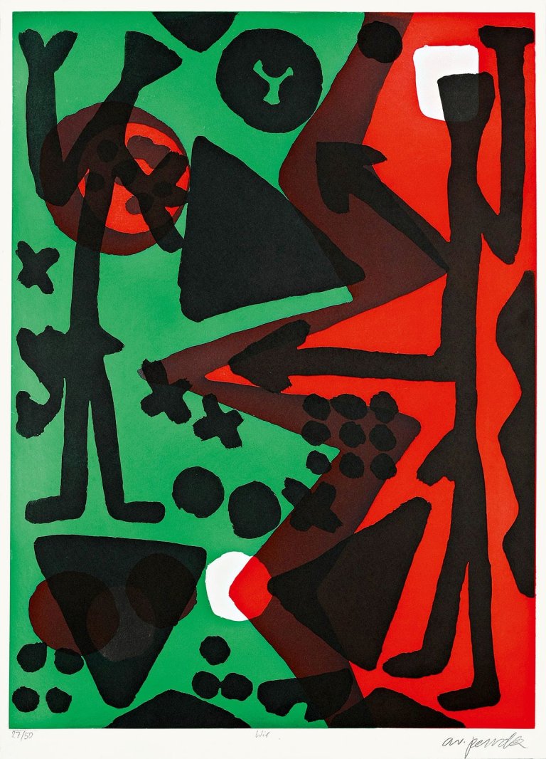 Auf diesem Bild ist das folgende Kunstwerk zu sehen: A.R. Penck. „Wir“.
