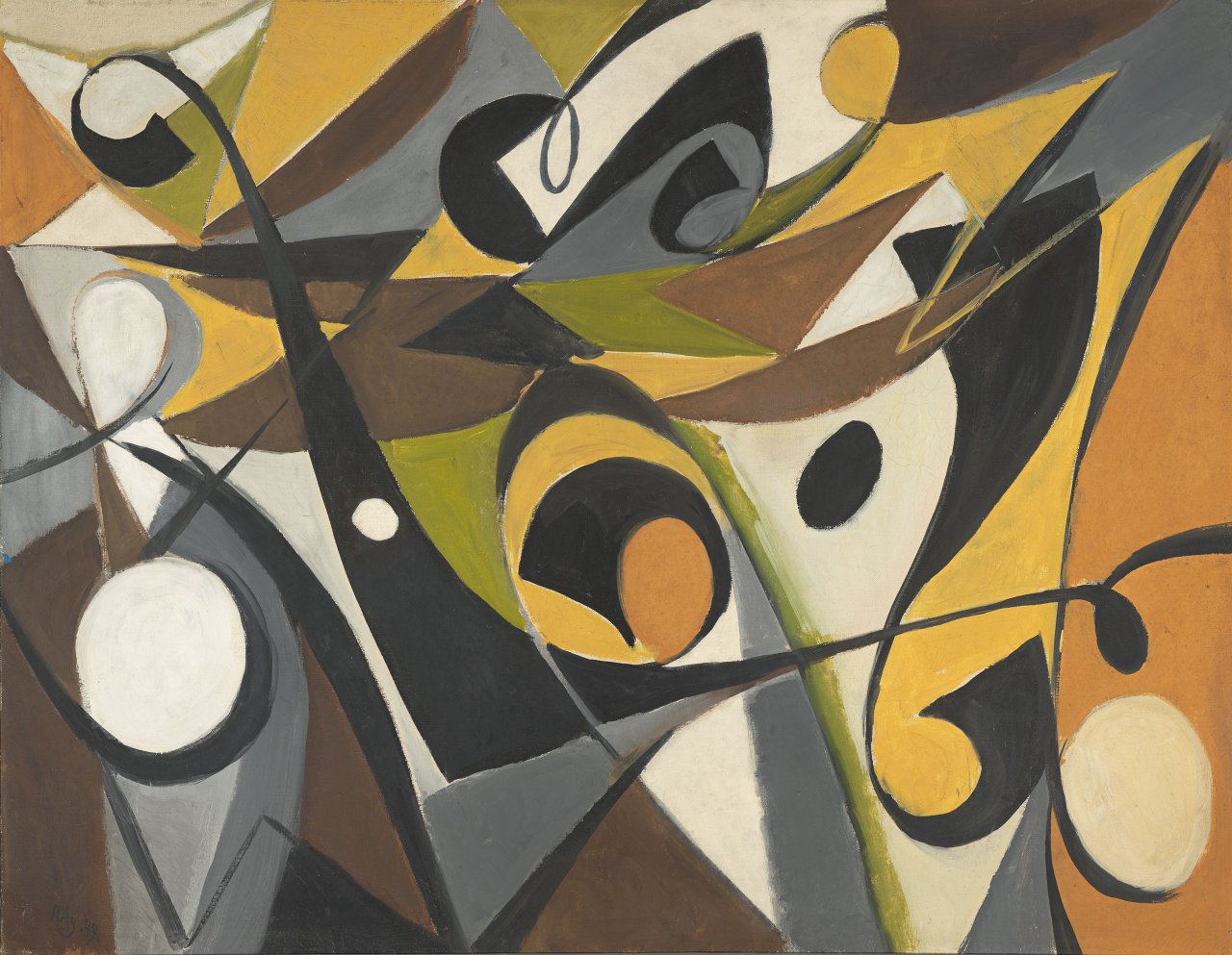 This picture shows the following artwork: Ernst Wilhelm Nay. ”Figurale - Eta”. 1949.
