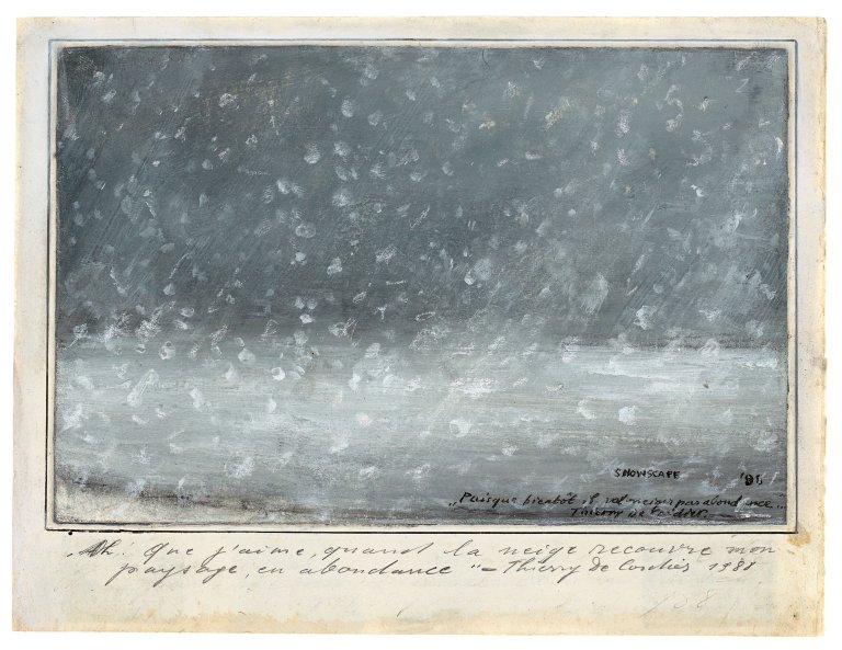 Auf diesem Bild ist das folgende Kunstwerk zu sehen: Thierry De Cordier. „Viel Schnee“. 1988.