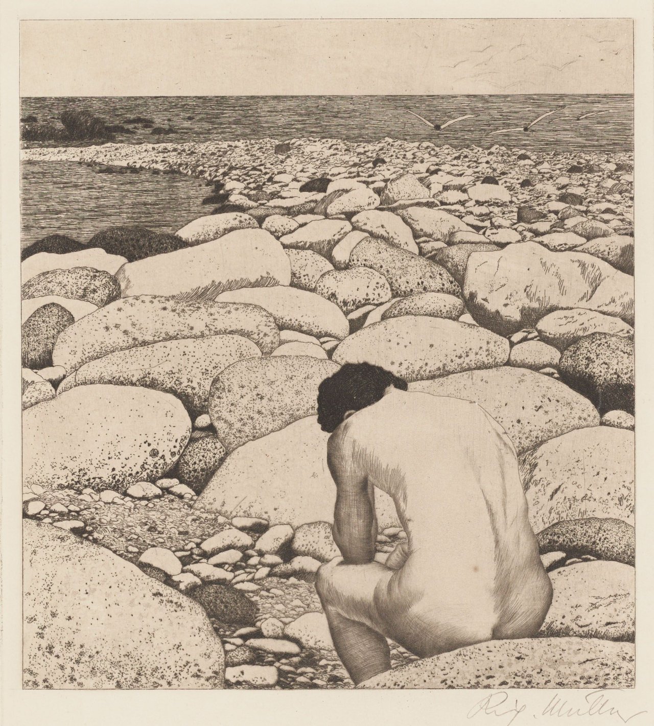 This picture shows the following artwork: Richard Müller. „Am Meer“. Circa 1900.