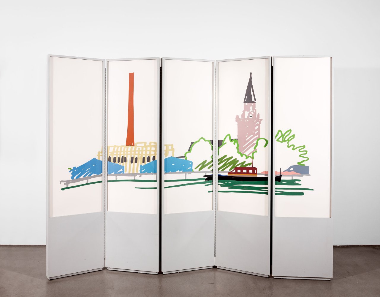 Auf diesem Bild ist das folgende Kunstwerk zu sehen: Tom Wesselmann. Thames Scene with Power Station. 1990.
