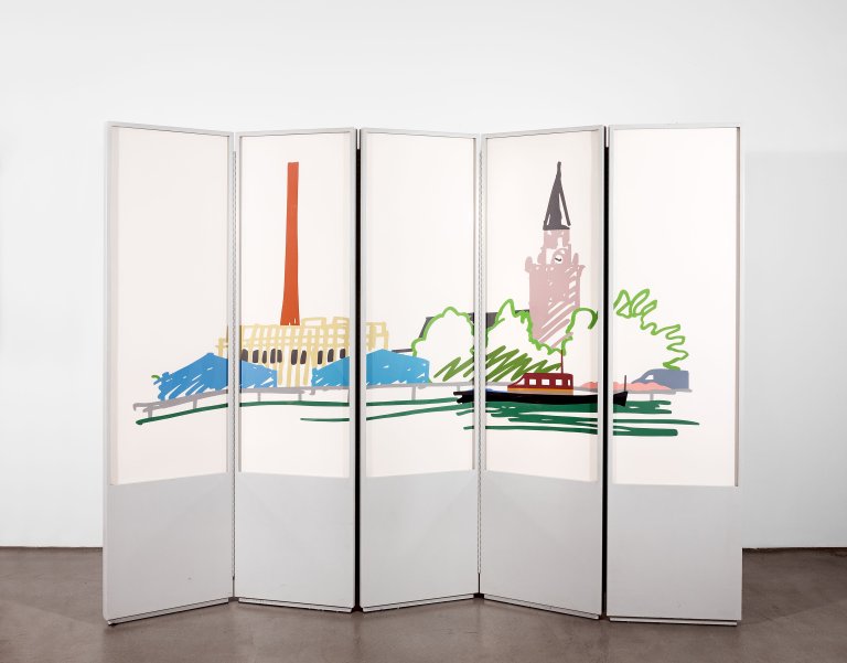 Auf diesem Bild ist das folgende Kunstwerk zu sehen: Tom Wesselmann. Thames Scene with Power Station. 1990.