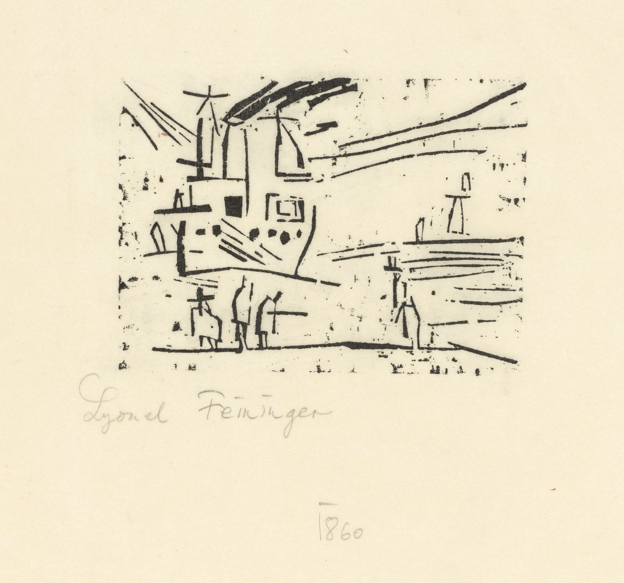 This picture shows the following artwork: Lyonel Feininger. „Ausfahrender Dampfer Odin“. 1918.