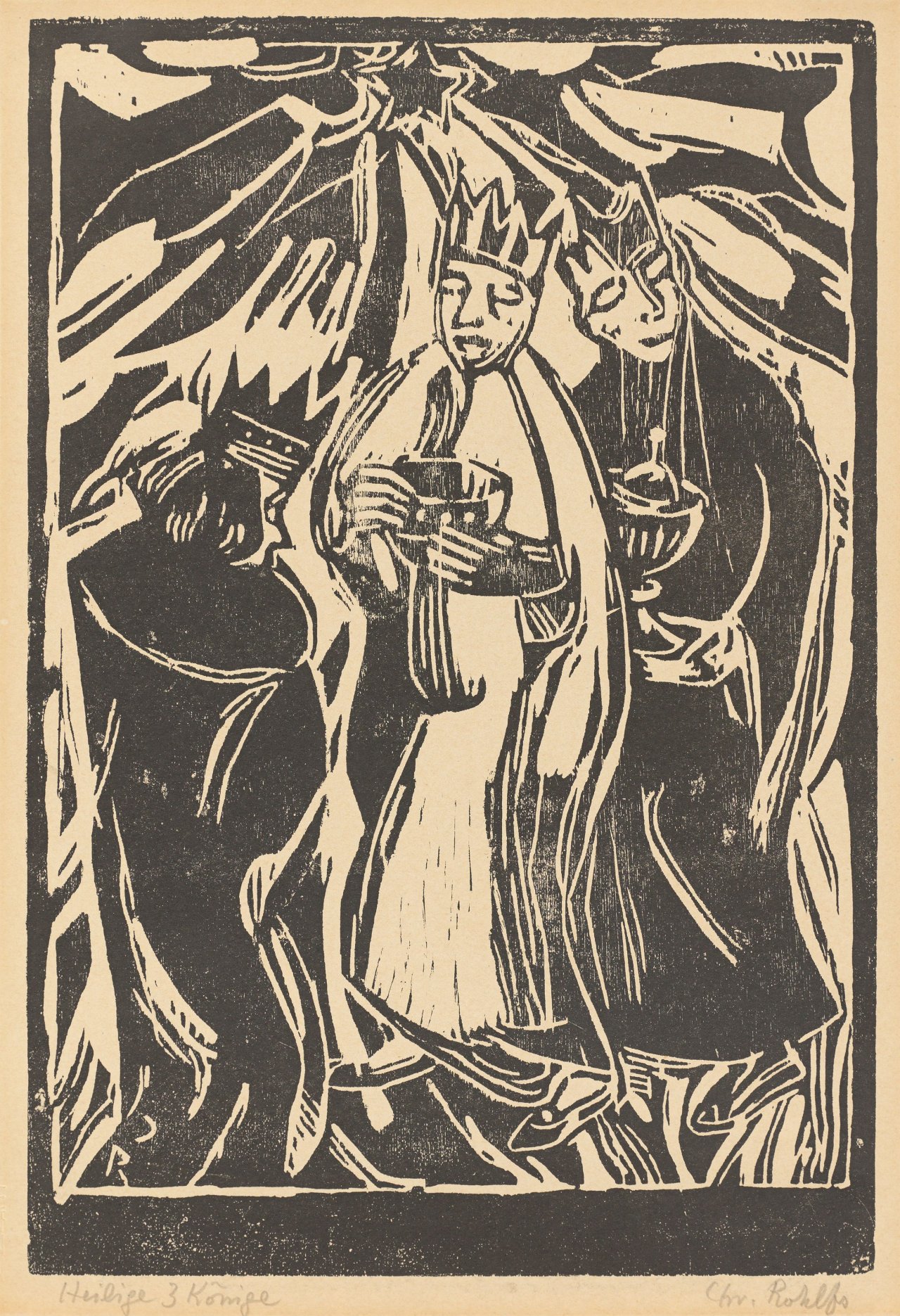 This picture shows the following artwork: Christian Rohlfs. „Die Heiligen Drei Könige“. Circa 1910.