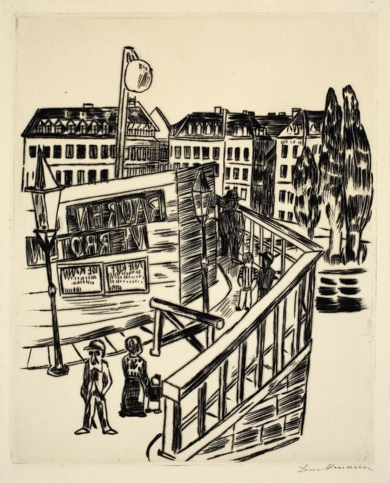 Auf diesem Bild ist das folgende Kunstwerk zu sehen: Max Beckmann. „Holzbrücke“. 1922.