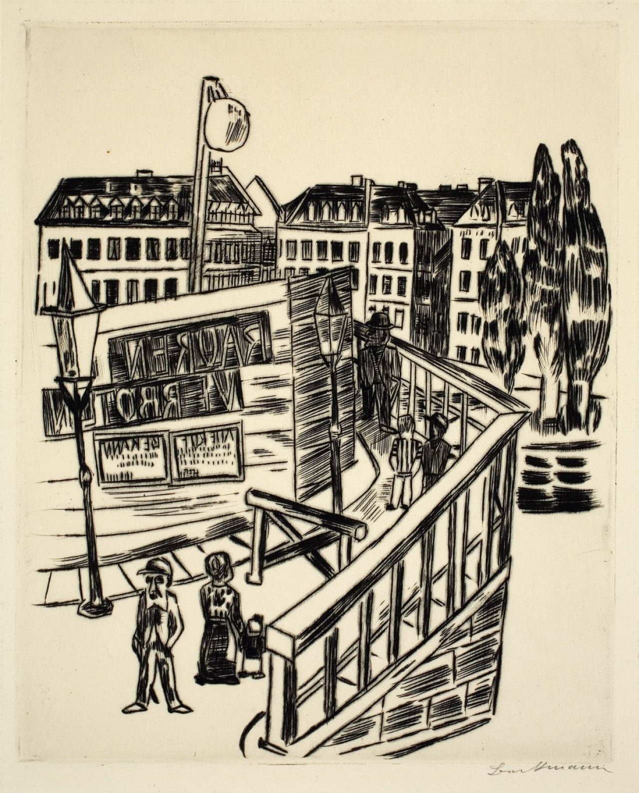 Auf diesem Bild ist das folgende Kunstwerk zu sehen: Max Beckmann. „Holzbrücke“. 1922.