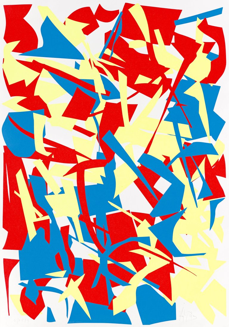 Auf diesem Bild ist das folgende Kunstwerk zu sehen: Imi Knoebel. „Rot Gelb Blau“. 1993.