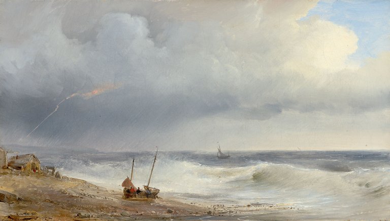 Auf diesem Bild ist das folgende Kunstwerk zu sehen: Théodore Gudin. Brandung im Unwetter. 1825.