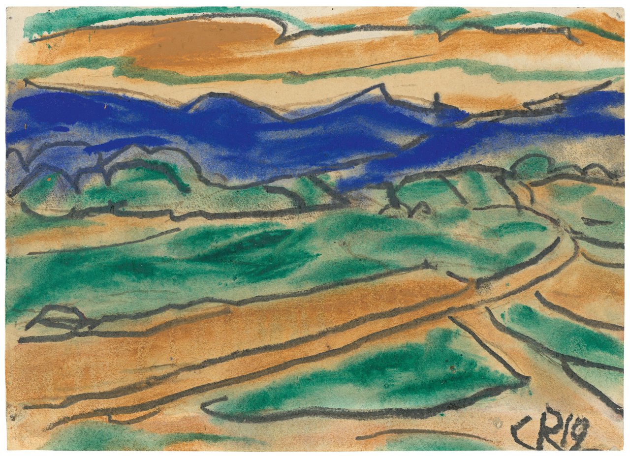 Auf diesem Bild ist das folgende Kunstwerk zu sehen: Christian Rohlfs. Landschaft. 1919.