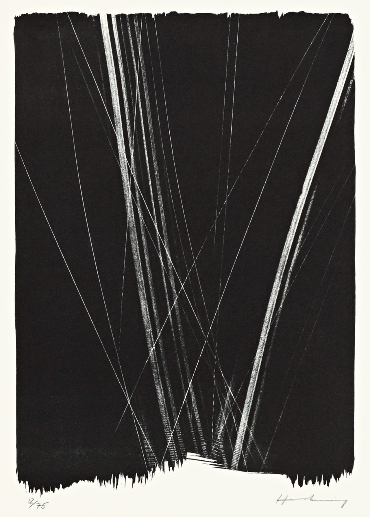 Auf diesem Bild ist das folgende Kunstwerk zu sehen: Hans Hartung. Ohne Titel. 1966.