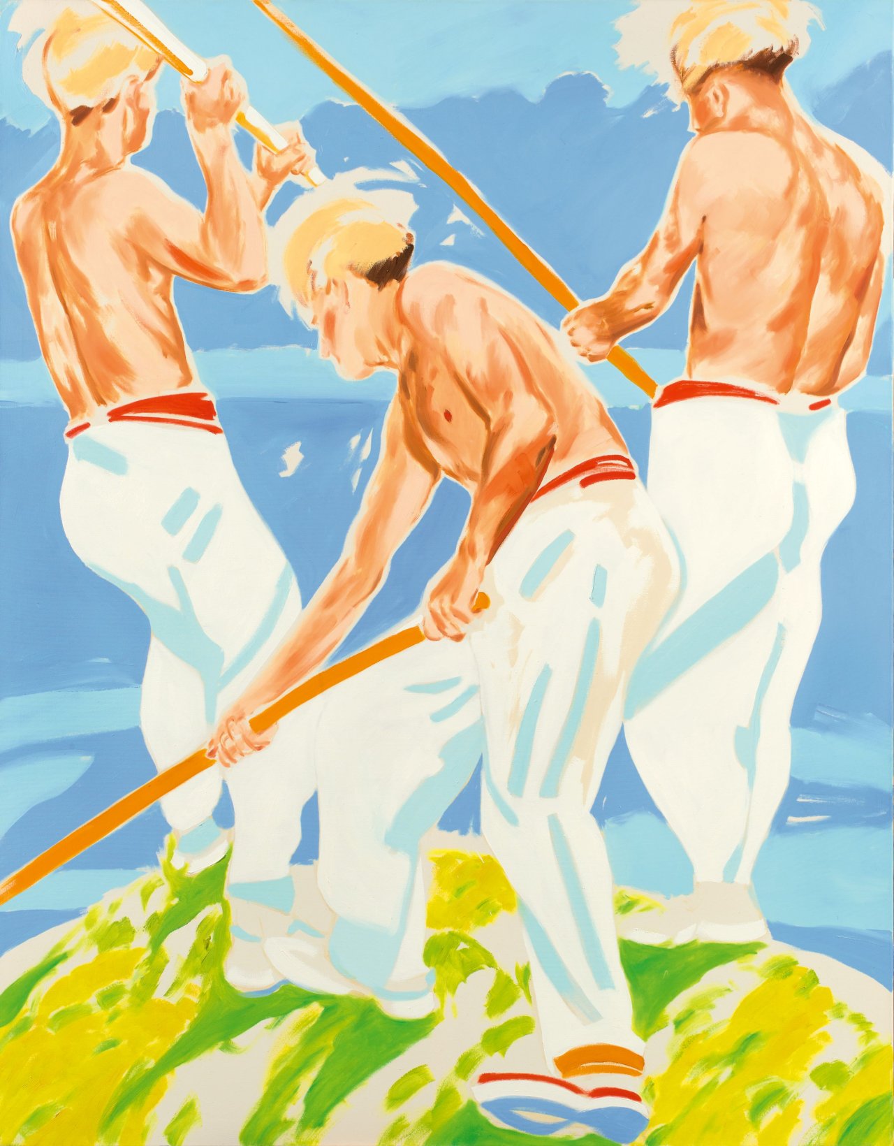 Auf diesem Bild ist das folgende Kunstwerk zu sehen: Norbert Bisky. “wir schlagen zurück II”. 2001.