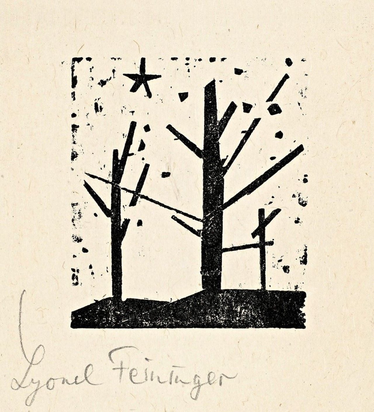 Auf diesem Bild ist das folgende Kunstwerk zu sehen: Lyonel Feininger. „Bäume und Stern“. 1928.