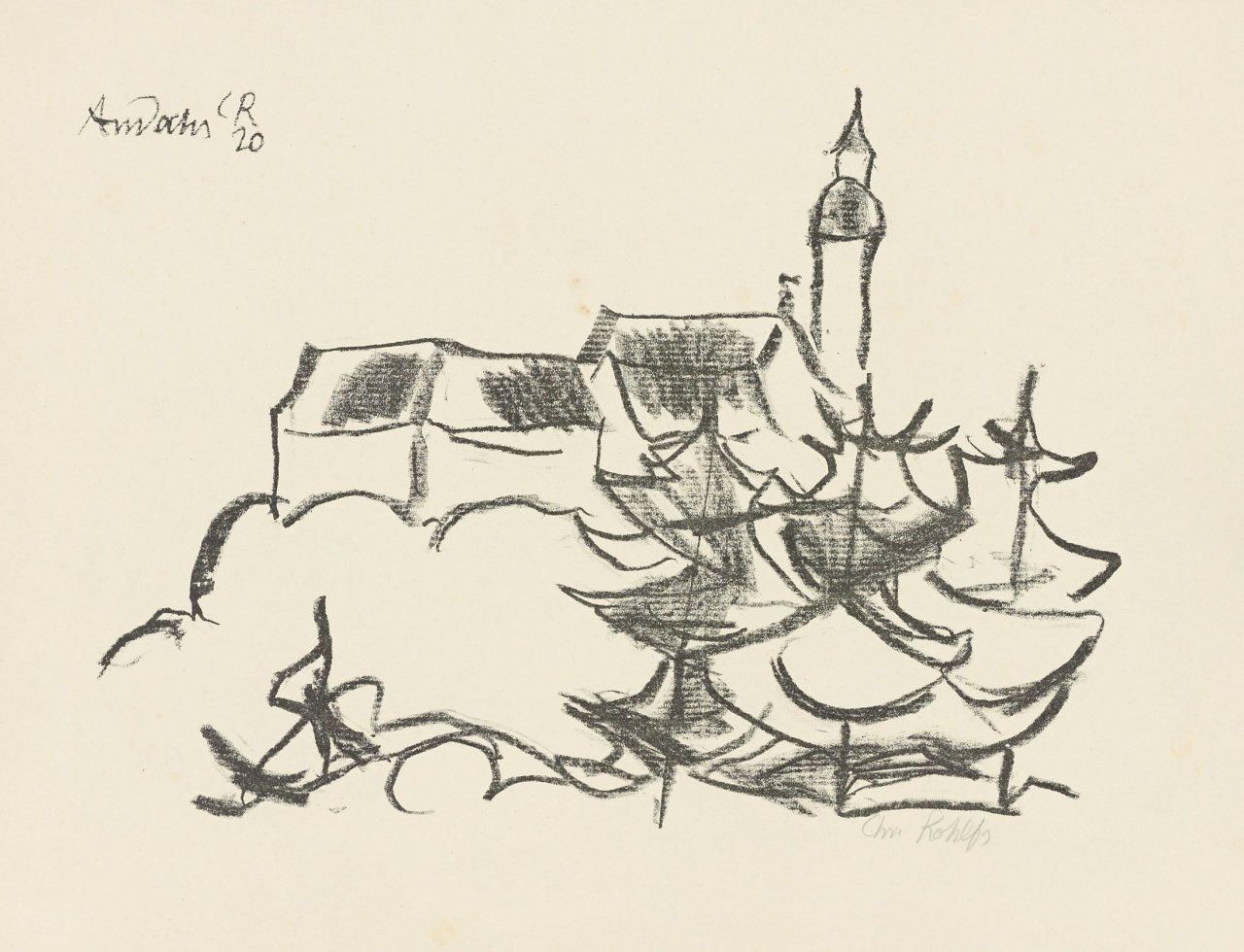 This picture shows the following artwork: Christian Rohlfs. „Kloster Andechs“. 1920.