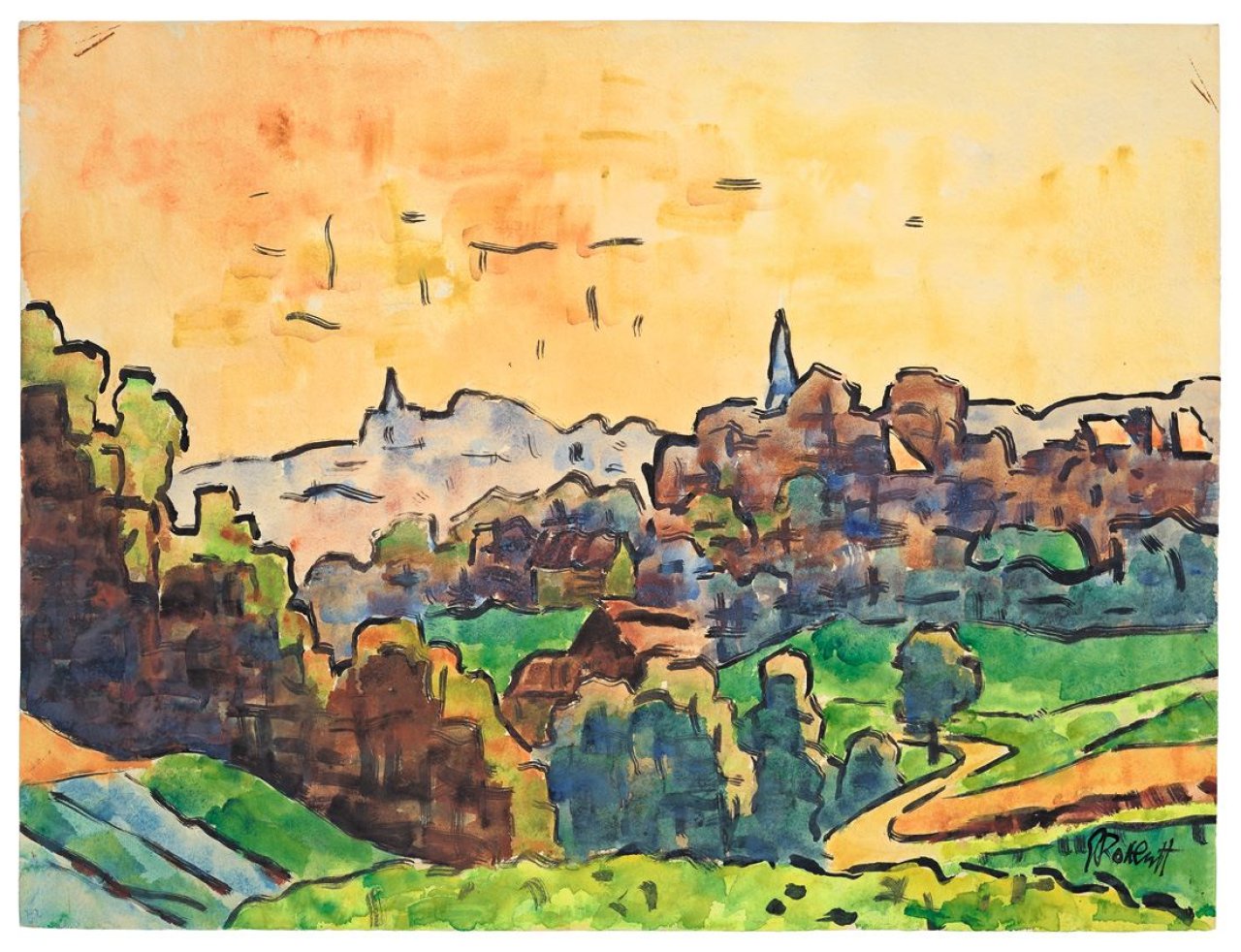 Auf diesem Bild ist das folgende Kunstwerk zu sehen: Karl Schmidt-Rottluff. Blick nach Rabenstein. Um 1943/46.
