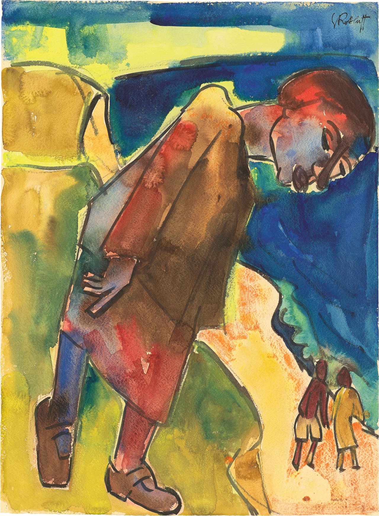 Auf diesem Bild ist das folgende Kunstwerk zu sehen: Karl Schmidt-Rottluff. „Blick in die Tiefe“. Um 1925.