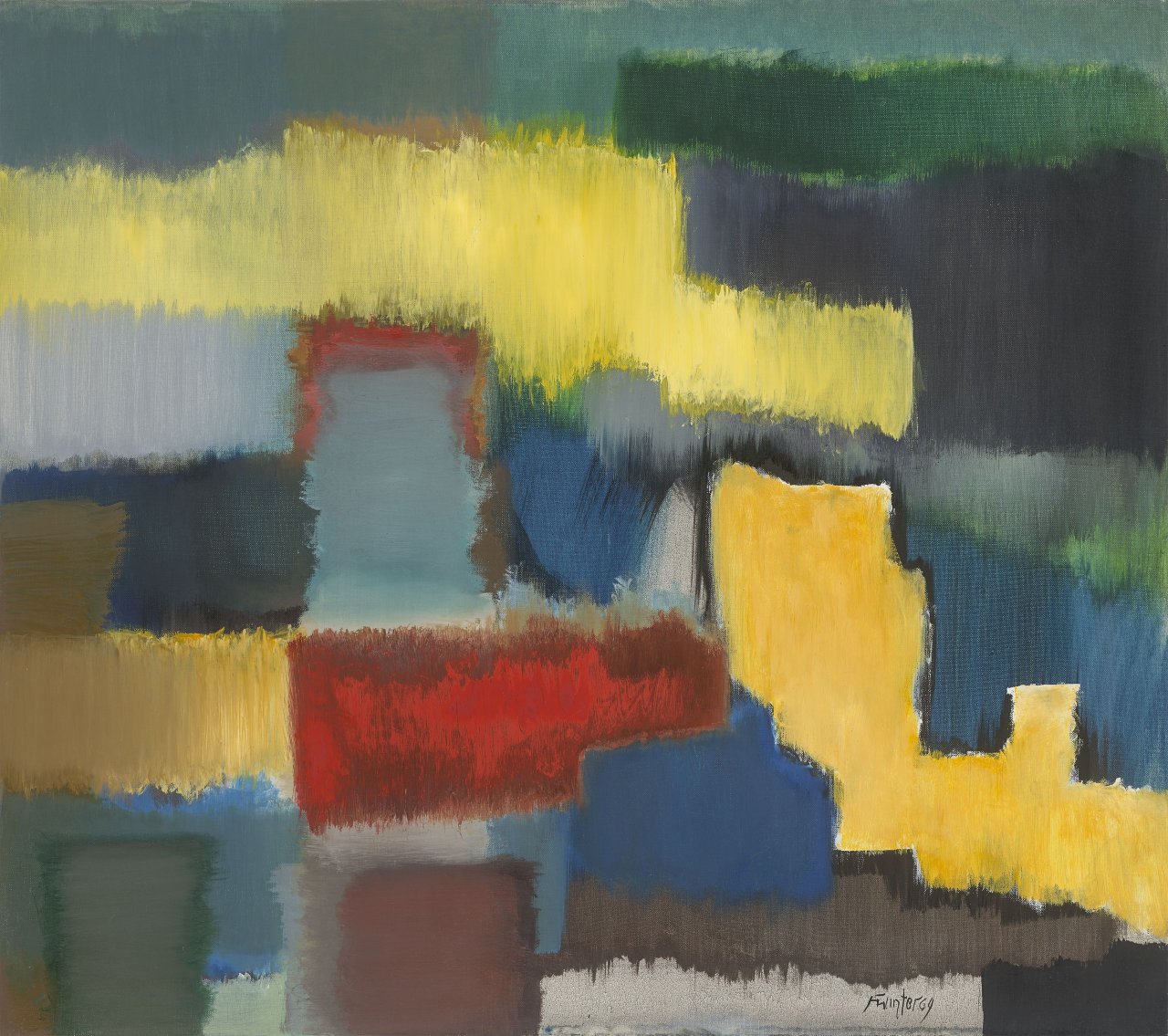 Auf diesem Bild ist das folgende Kunstwerk zu sehen: Fritz Winter. „Stufen“. 1964.