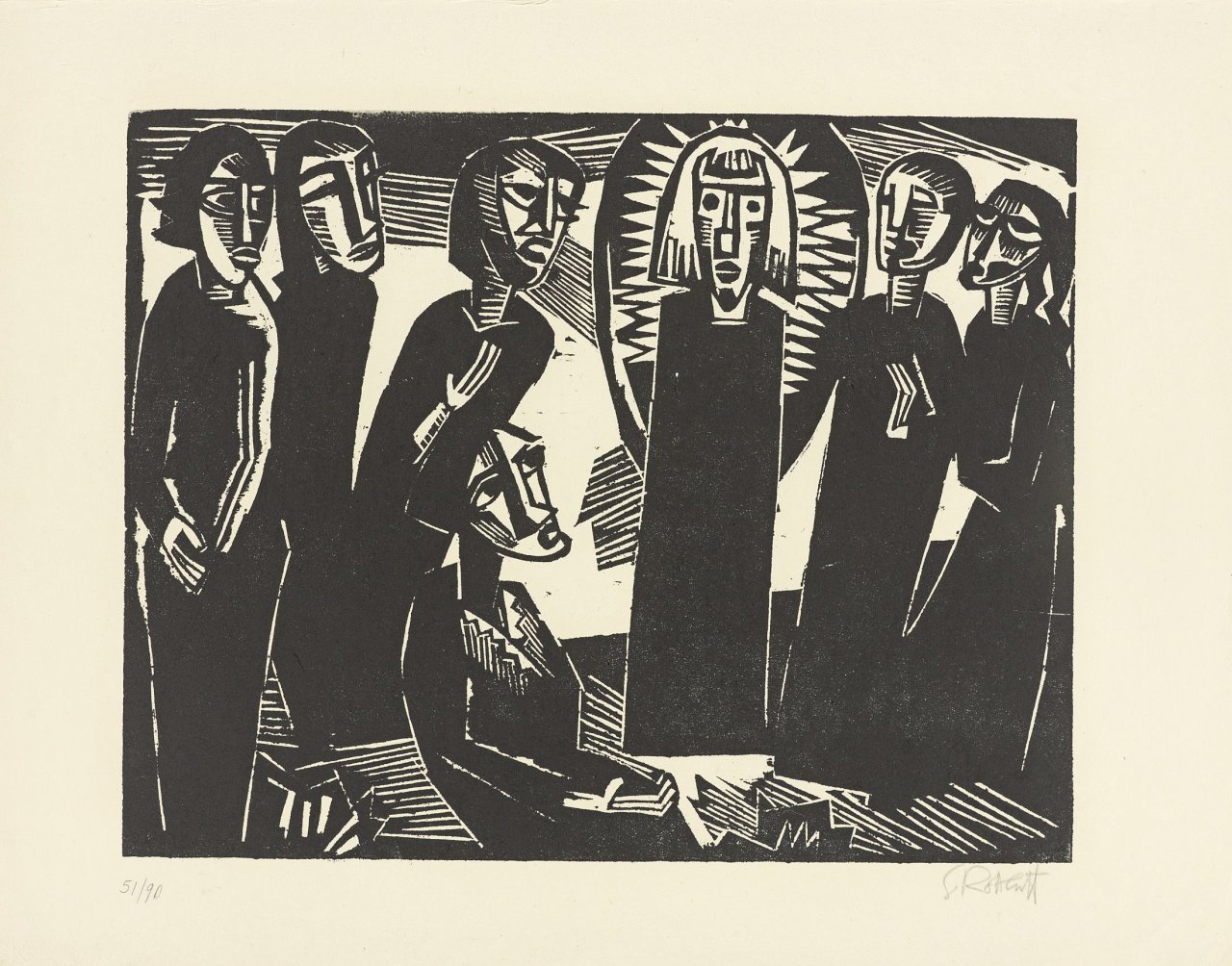 Auf diesem Bild ist das folgende Kunstwerk zu sehen: Karl Schmidt-Rottluff. „Christus unter den Frauen“. 1919/1974.