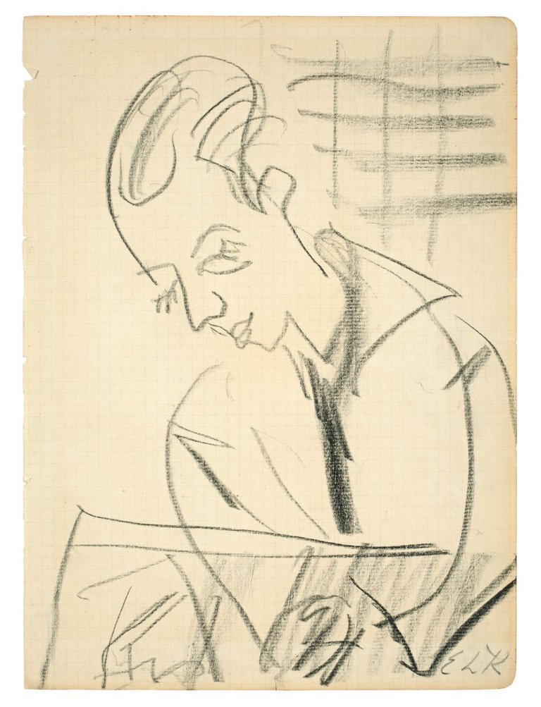 Auf diesem Bild ist das folgende Kunstwerk zu sehen: Ernst Ludwig Kirchner. Bildnis eines jungen Mannes. Um 1930.