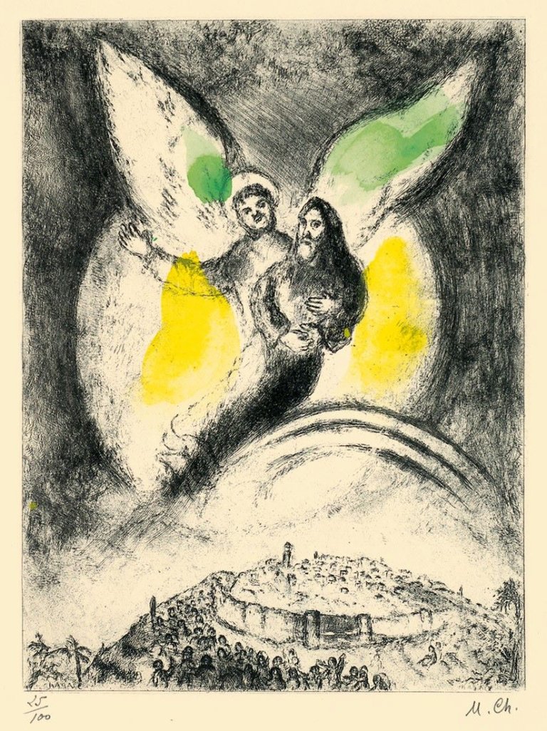 Auf diesem Bild ist das folgende Kunstwerk zu sehen: Marc Chagall. „L'Éternel aura pitié de Jacob“. 1958.