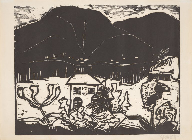 Auf diesem Bild ist das folgende Kunstwerk zu sehen: Karl Schmidt-Rottluff. „Lago Maggiore“. Um 1930.