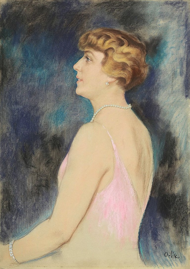 Auf diesem Bild ist das folgende Kunstwerk zu sehen: Emil Orlik. Bildnis Hildegard Meissner. Um 1925.