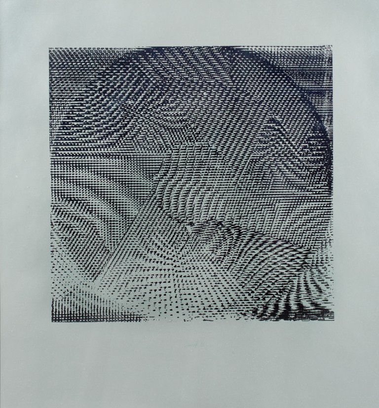 Auf diesem Bild ist das folgende Kunstwerk zu sehen: Heinz Mack. „Silberrotor“. 1971.