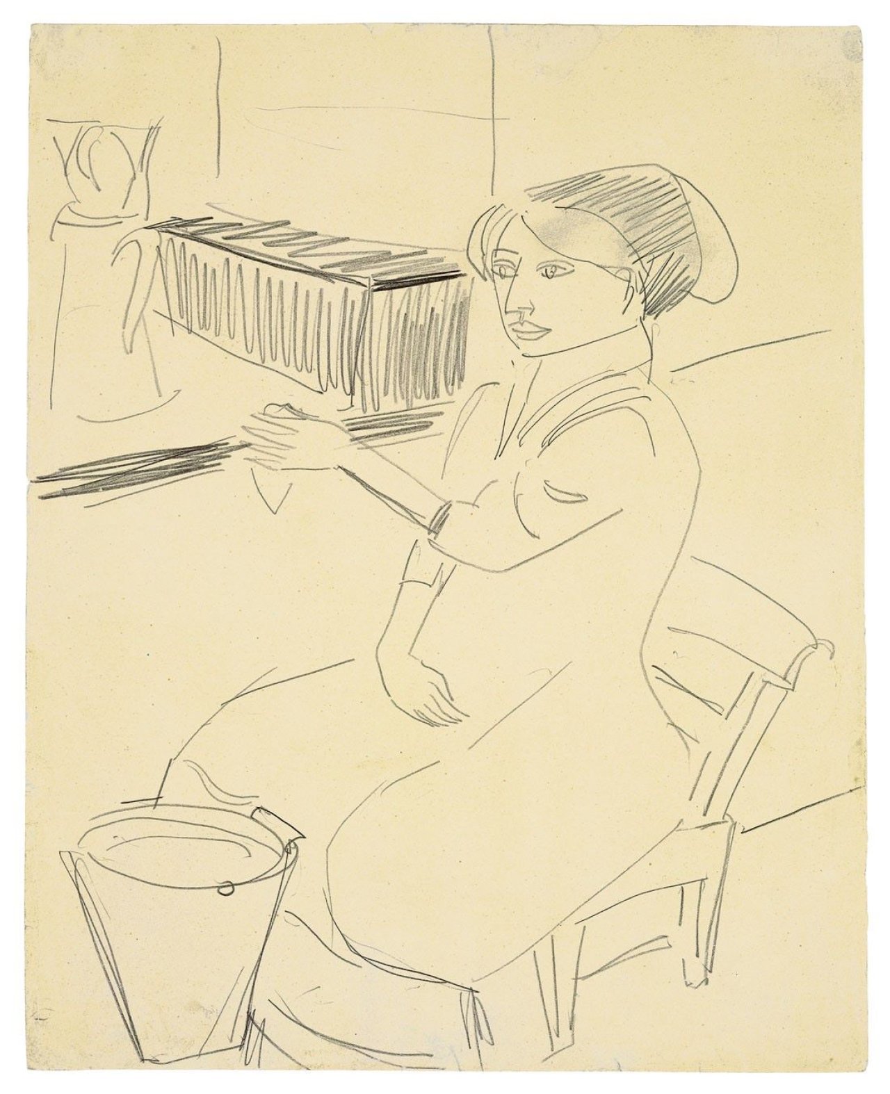 This picture shows the following artwork: Ernst Ludwig Kirchner. Modell im Atelier. Um 1909/10.