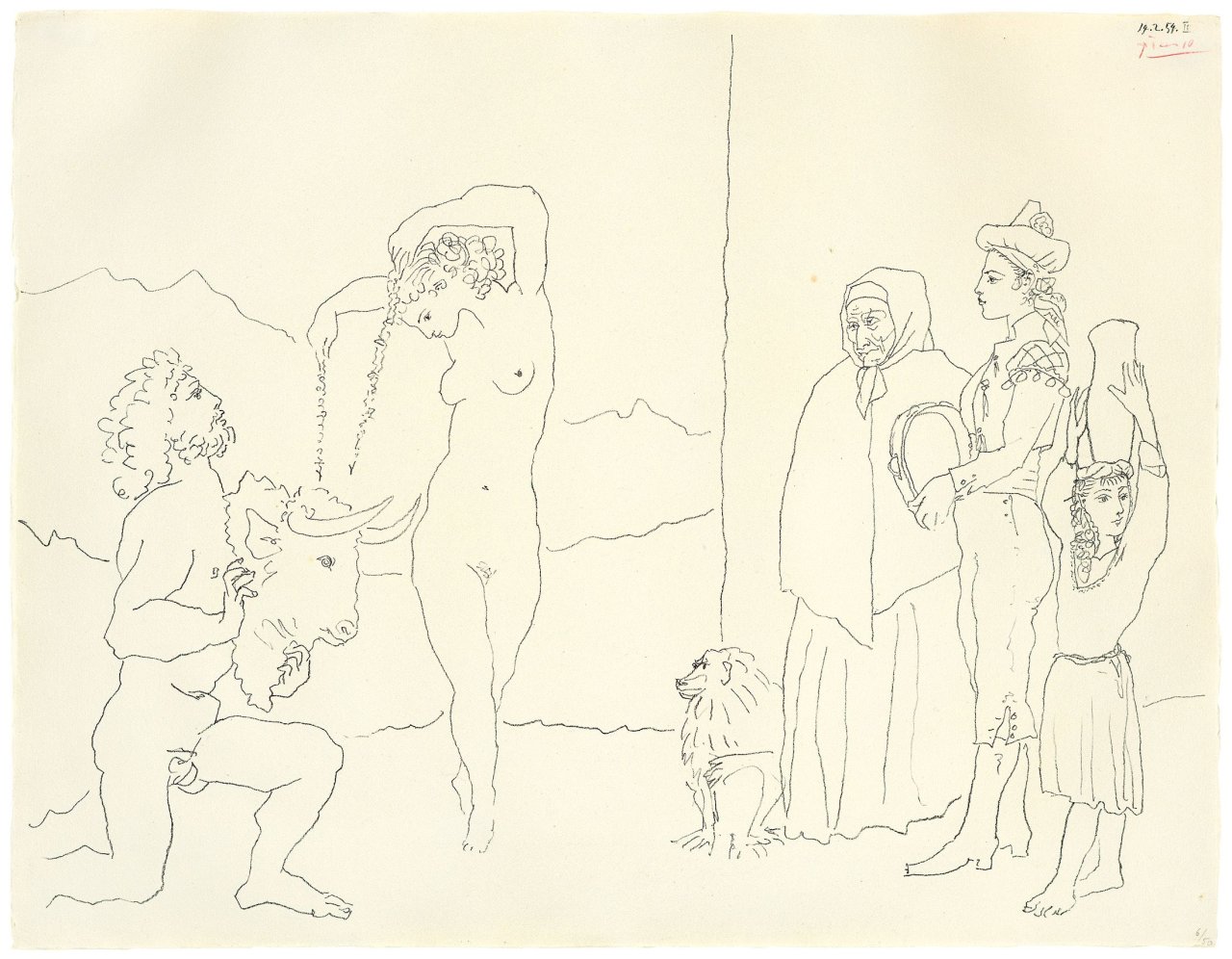Auf diesem Bild ist das folgende Kunstwerk zu sehen: Pablo Picasso. „La danse des banderilles“. 1954.