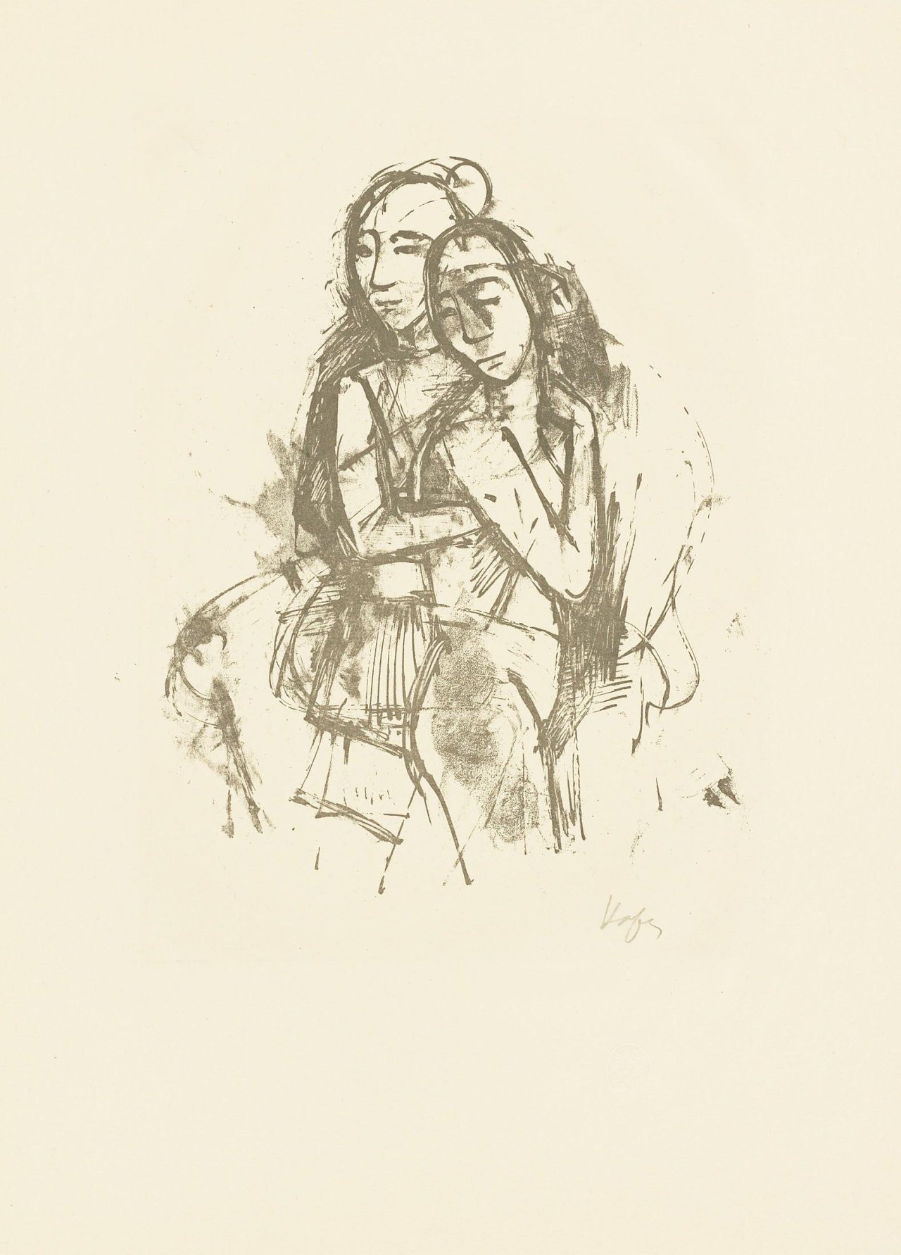 This picture shows the following artwork: Karl Hofer. „Am Morgen I“ / Aus: „Zenana“. 1922/1923.