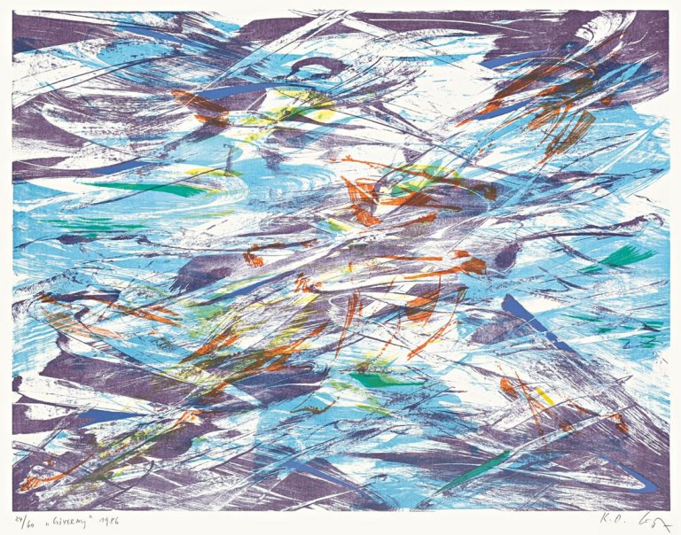 Auf diesem Bild ist das folgende Kunstwerk zu sehen: Karl Otto Götz. „Giverny“. 1986.