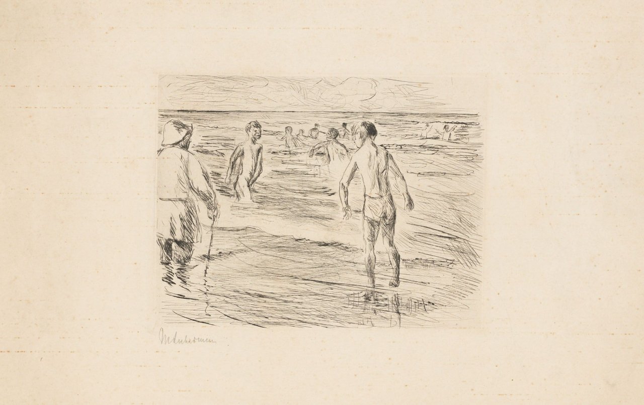 This picture shows the following artwork: Max Liebermann. „Badende Jungen, links Strandwächter“. 1914.