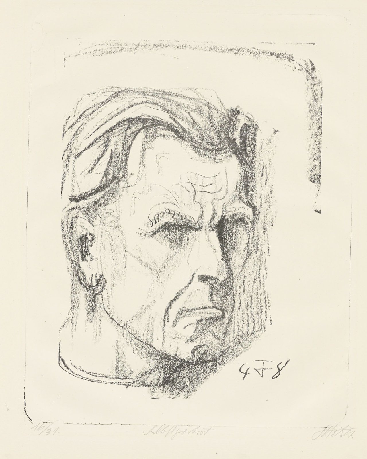 Auf diesem Bild ist das folgende Kunstwerk zu sehen: Otto Dix. Selbstbildnis VII. 1948.