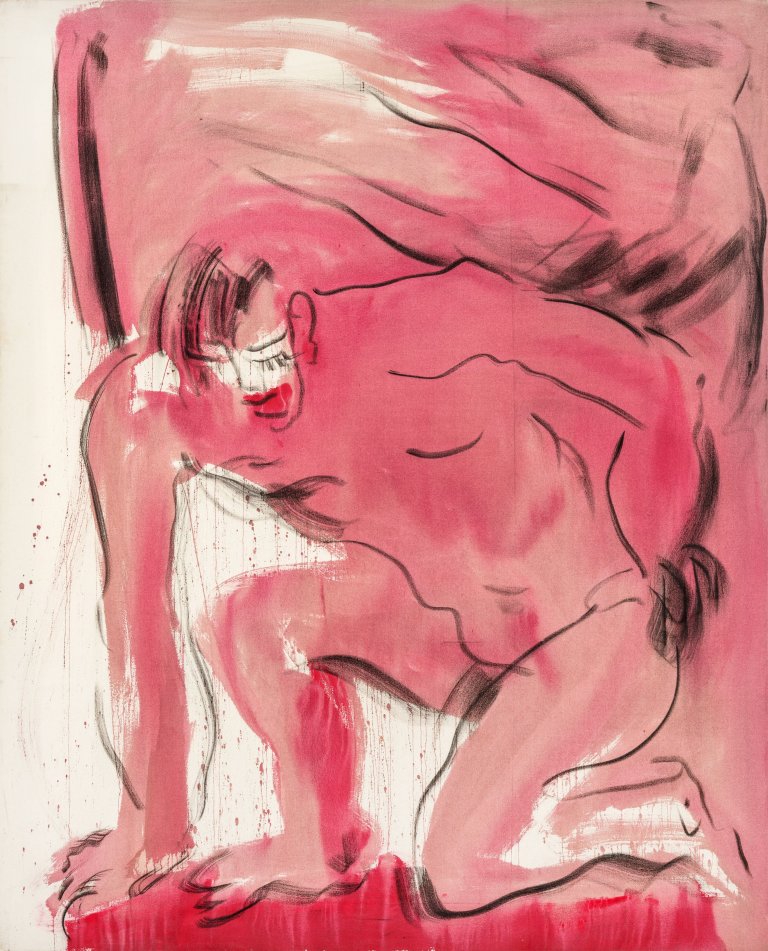 Auf diesem Bild ist das folgende Kunstwerk zu sehen: Karl Horst Hödicke. Ohne Titel (Lo schiavo in rossa). 1987.