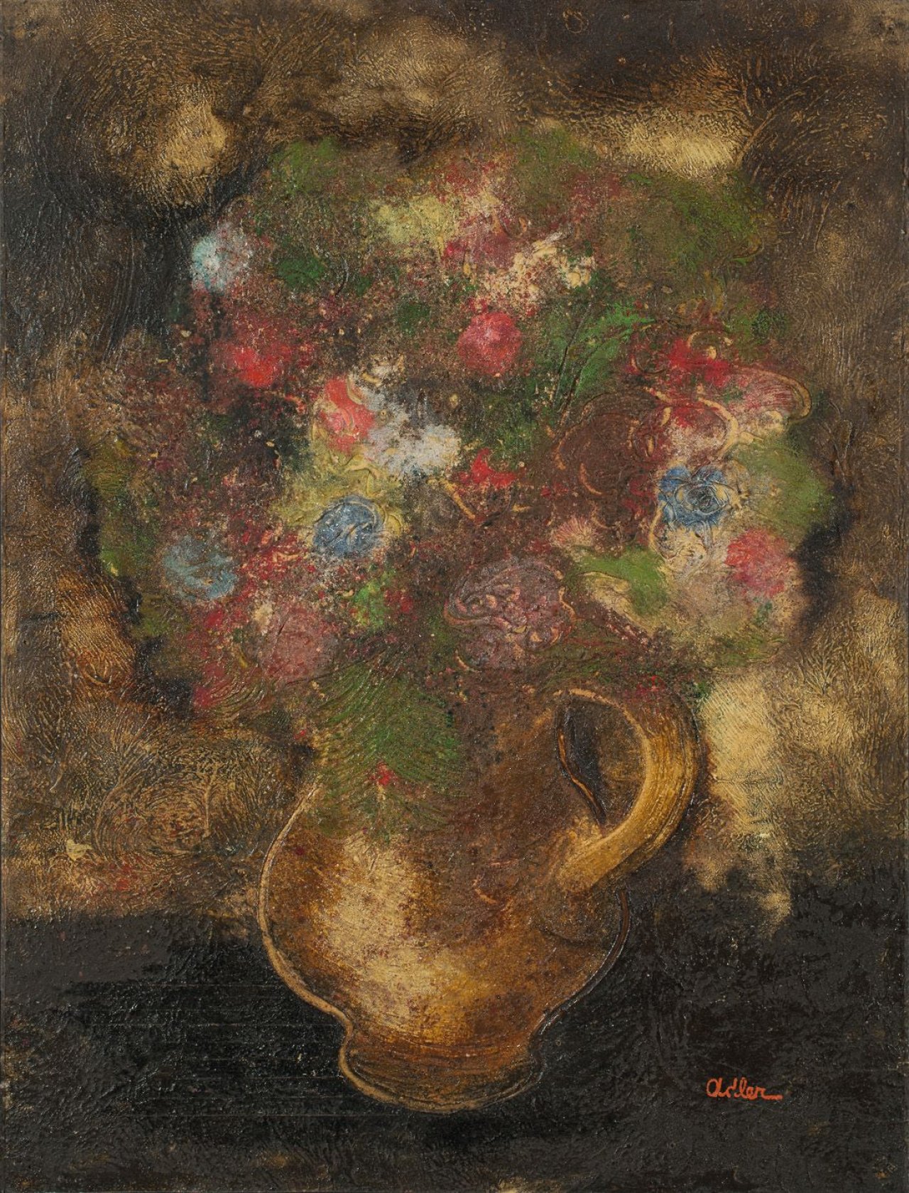 Auf diesem Bild ist das folgende Kunstwerk zu sehen: Jankel Adler. Blumenstillleben. Um 1930.
