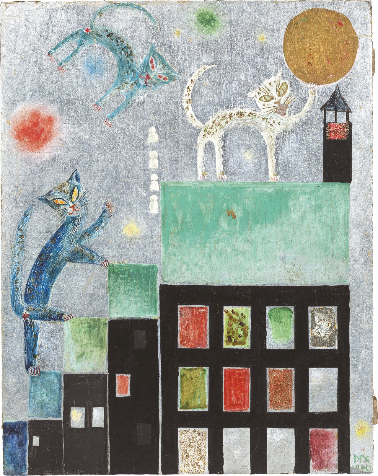 Auf diesem Bild ist das folgende Kunstwerk zu sehen: Otto Dix. „Katzen (Theodor Däubler gewidmet)“. 1920.