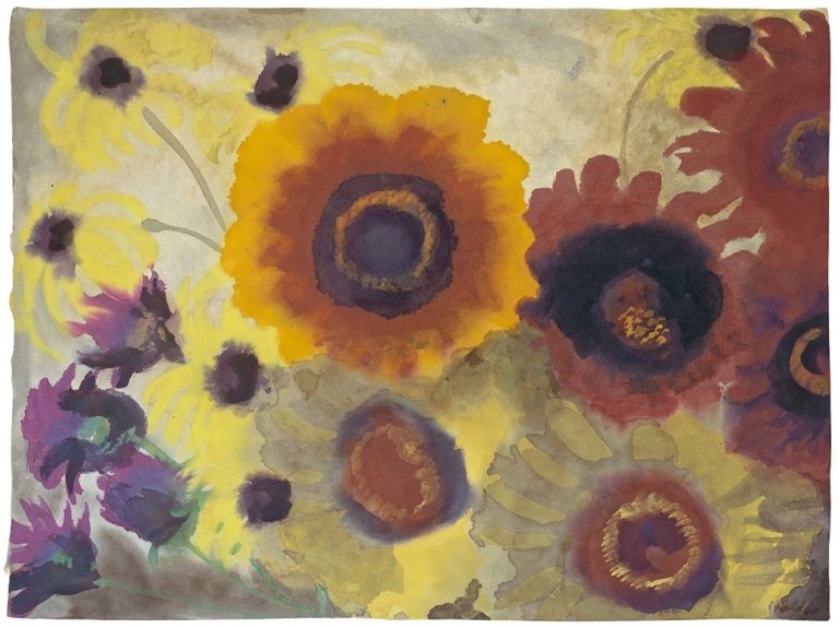 This picture shows the following artwork: Emil Nolde. Sonnenblumen.