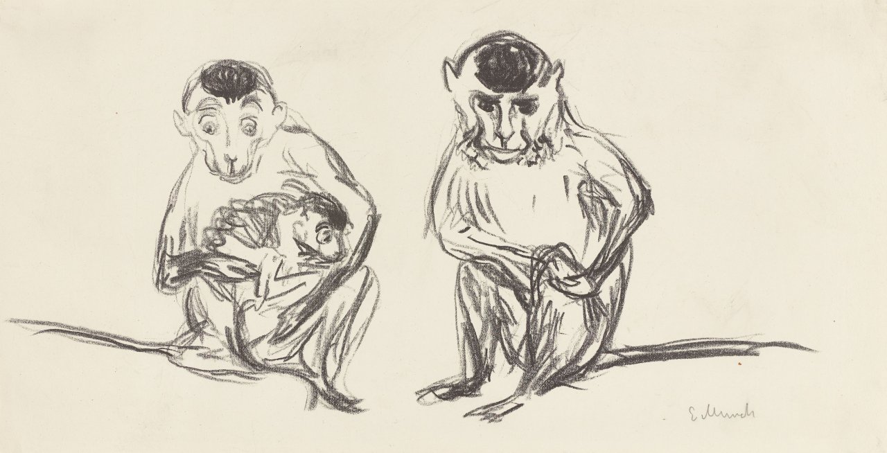 This picture shows the following artwork: Edvard Munch. ”Affenfamilie”. 1908-09.