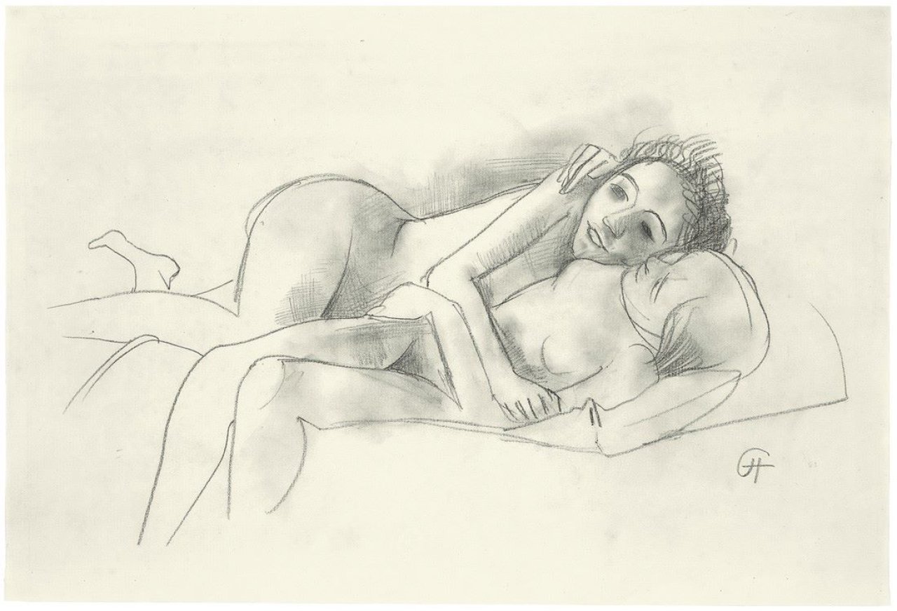 Auf diesem Bild ist das folgende Kunstwerk zu sehen: Karl Hofer. „Zwei liegende Mädchen“. Um 1928.
