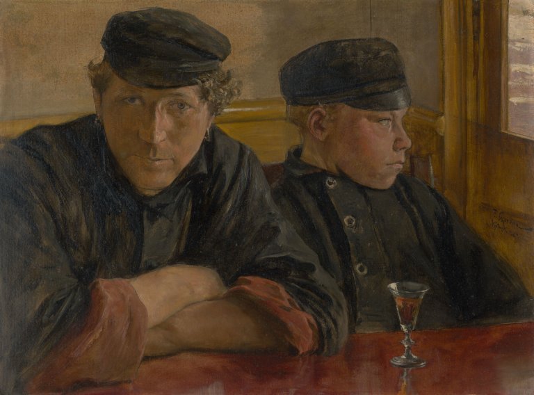 Auf diesem Bild ist das folgende Kunstwerk zu sehen: Franz Skarbina. Zwei Schauerleute. 1887.