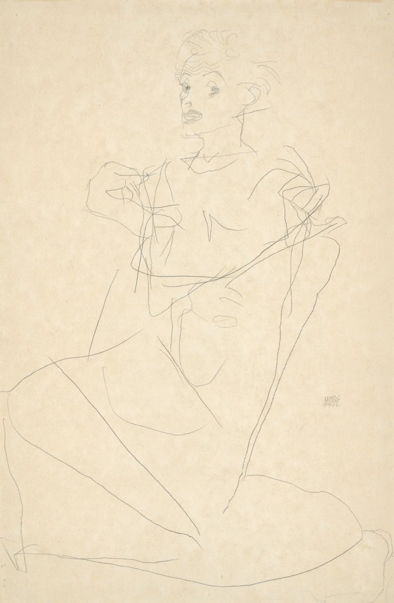 Auf diesem Bild ist das folgende Kunstwerk zu sehen: Egon Schiele. „Self-Portrait (Selbstporträt)“. 1912.