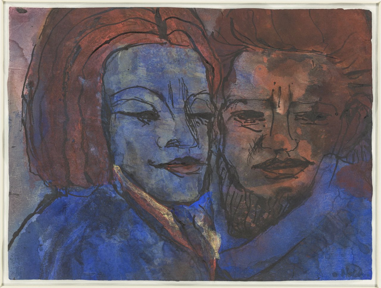 This picture shows the following artwork: Emil Nolde. ”Paar (Mann und Frau)” aus ”Phantasien”. 1931/1935.
