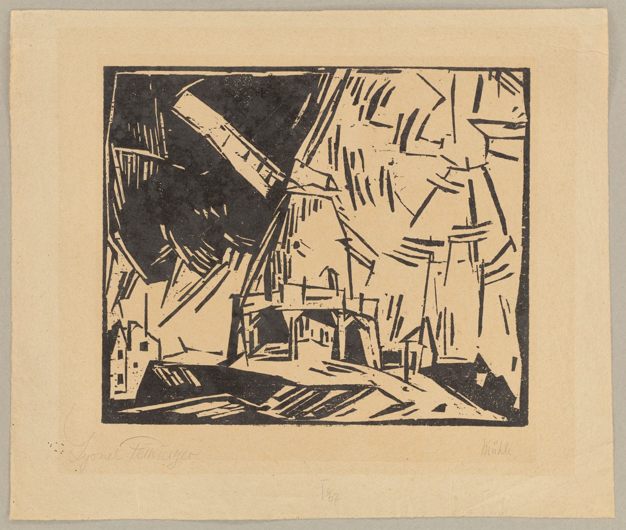 This picture shows the following artwork: Lyonel Feininger. ”Windmühle”. 1919.