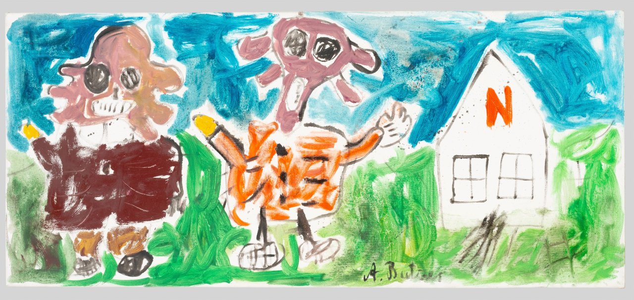 This picture shows the following artwork: André Butzer. Untitled (mit N-Haus). 2007.