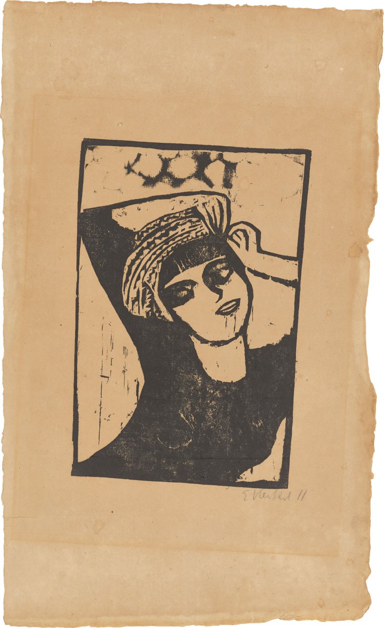 Auf diesem Bild ist das folgende Kunstwerk zu sehen: Erich Heckel. „Mädchen mit Turban (Mädchen / Der Turban)“. 1911.