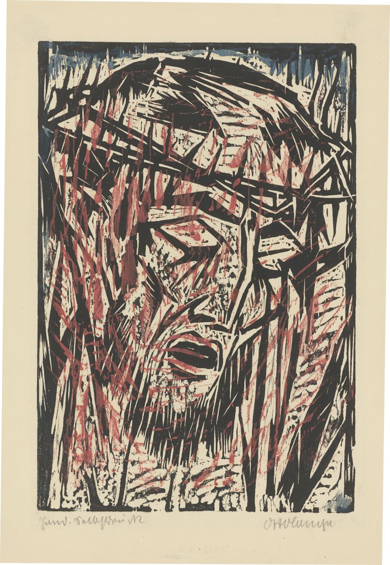 This picture shows the following artwork: Otto Lange. ”Christuskopf”. 1916.