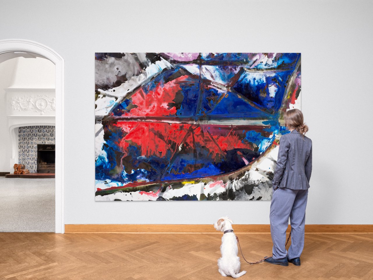 This picture shows the following artwork: Fred Thieler. ”Geteiltes Blau-Rot”. 1991.
