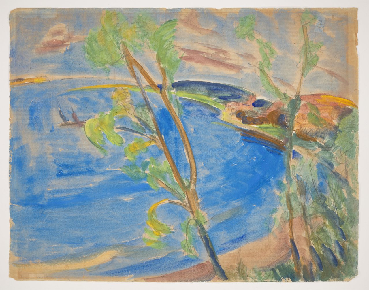 This picture shows the following artwork: Erich Heckel. ”Baum vorm Meer”. 1920.